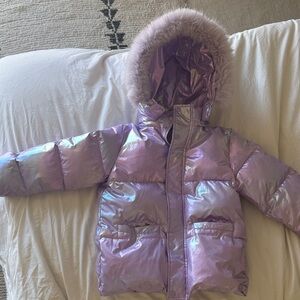 Lola + The Boys Iridescent Purple Puffer Jacket